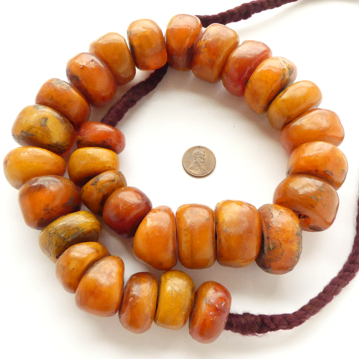 Moroccan Necklace popular Amber Color Bead 6 Strands Bohemian Beads Africa 139033