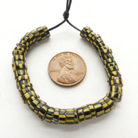 Chevrons, Vintage Venetian Yellow Jacket Chevrons Slices, 6-7mm Diameter on 5-inch Strands