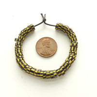 Chevrons, Vintage Venetian Yellow Jacket Chevrons Slices, 6-7mm Diameter on 5-inch Strands