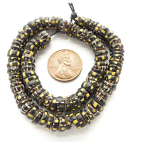 Chevrons, Antique Venetian Yellow Jacket Slices, 8mm Diameter on 10-inch Strand