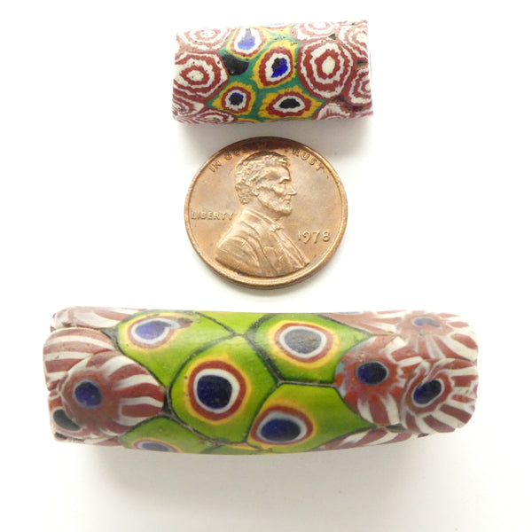 Millefiori Antique Venetian Trade Beads, Collector Set of 2