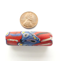 Millefiori Antique Venetian Trade Bead, Rare Bead with Red Canes Used as Filler, 38mm