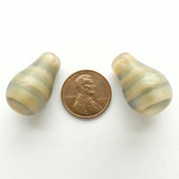 Bohemian Antique Molded Glass "Lightbulb" Beads, 25mm Long Matched Beige Pair