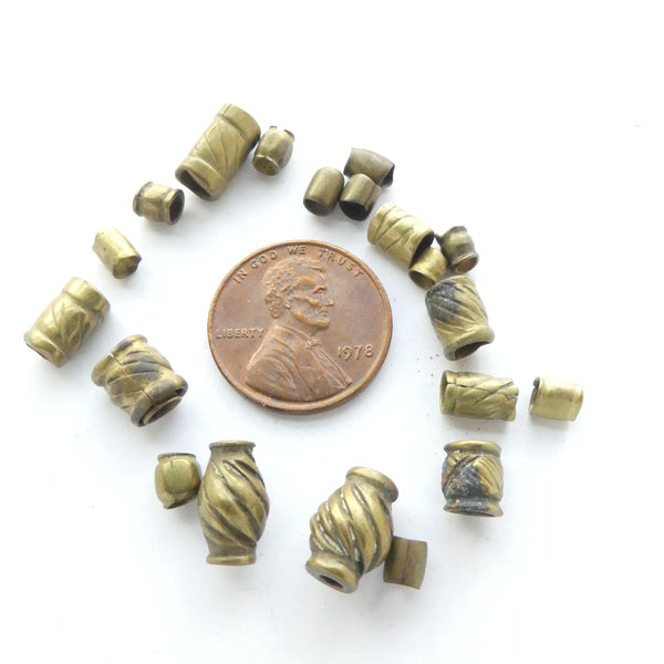 Brass Mystery Beads, Set of 20 Assorted Sizes and Shapes