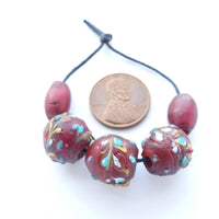 White Hearts, Antique Fancy Floral Designs and Samburu Sets of 5 Beads