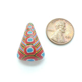 Kiffa Bead, Multi-colored Triangle Shape, 25mm Long, Slight Damage