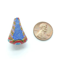 Kiffa Bead, Multi-colored Triangle Shape, 25mm Long, Slight Damage