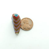 Kiffa Bead, Multi-colored Triangle Shape, 25mm Long, Slight Damage