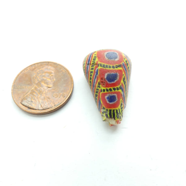 Kiffa, Extremely Detailed Lines Decorate this 24x15mm Vintage Kiffa Bead, Moderate Damage