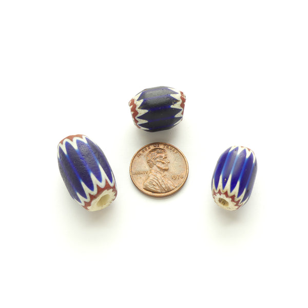 Chevrons, Antique Venetian Beads, Set of 3