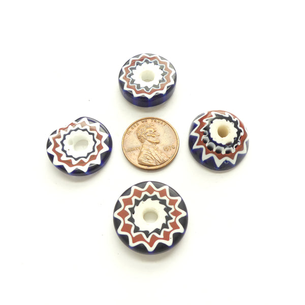 Chevrons, Venetian New Sliced Beads About 5x20mm, Set of 4