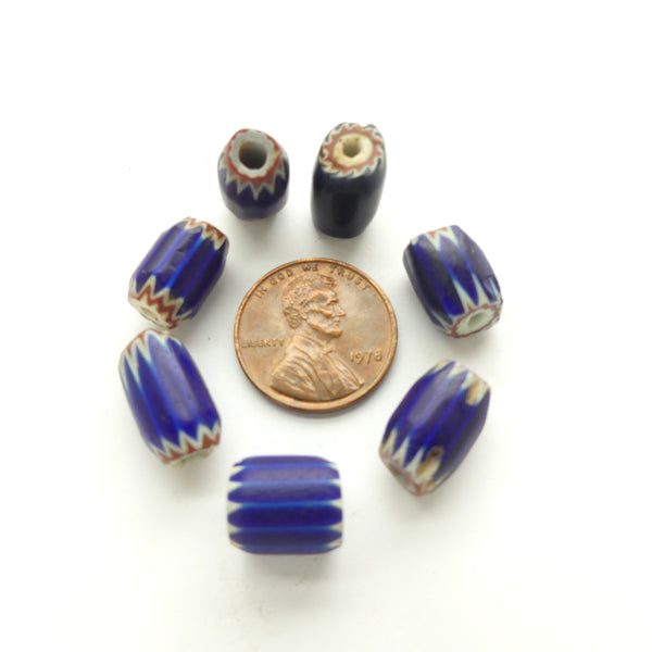 Chevrons, Antique Venetian Trade Beads, Collector/Designer Set of 7