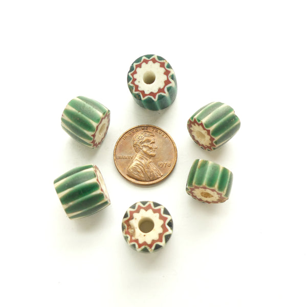 Chevrons, Antique Venetian Green, Graduated Sizes 12x14 to 10x12mm, Set of 6