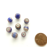 Chevrons, Antique Venetian, Collector Designer Set of 8 Small Beads