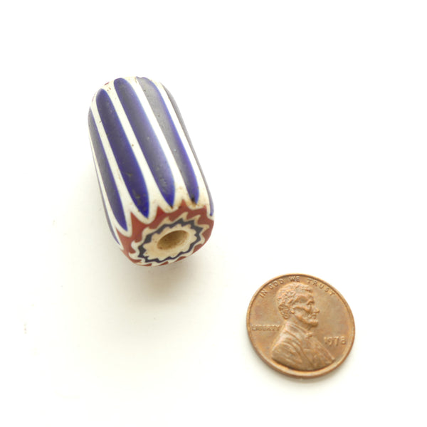 Chevron, Antique Venetian, Large Long 6-Layer Bead, 40x20mm