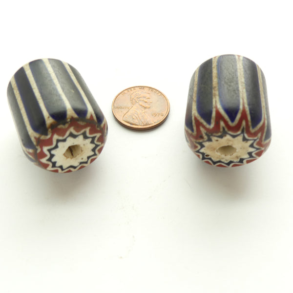 Chevrons, Antique Venetian 6-Layer Beads, 29x22mm