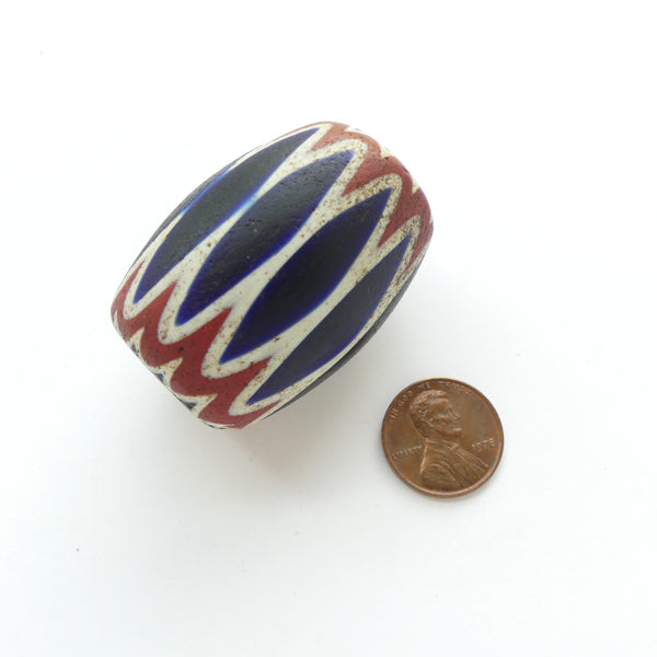 Chevron, Very Large Antique Venetioan Chevron Bead, 44x33mm