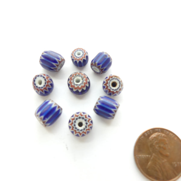 Chevrons, Antique and Vintage Venetian Collector/Designer Set of 9 Small Beads