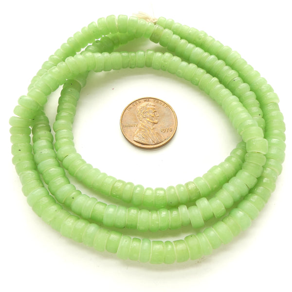 Powderglass, Light Green 4x6mm Very Uniform Shapes on 25-inch Strand