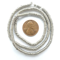 White Metal Heishi from Kenya, 4mm Size on 14-inch Strands