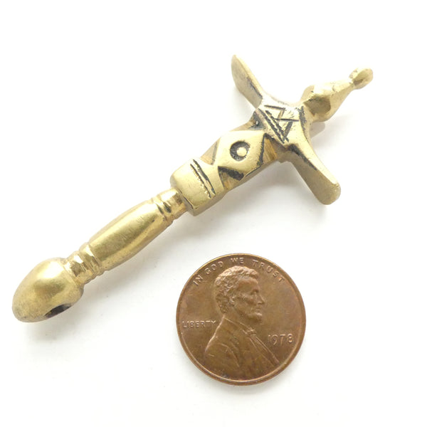 Moroccan Miniature Sugar Hammer Pendant, Brass, 2.5 inches long