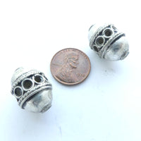 Moroccan Openwork Oval Silver Beads, 20x14mm, Sold Individually