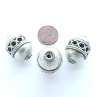 Moroccan Silver Oval Openwork Beads, 24x18mm, Sold Individually