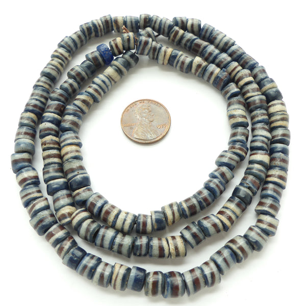 Powderglass, Multi-layer, Multi-color Beads, Mostly 5x7mm on 30-inch Strand