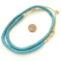 Molded Interlocking Vintage Snake Beads, Turquoise Glass, 6mm Diameter on 18-in Strand