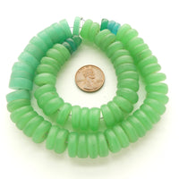 Czech Molded Glass Beads, Green Slices 5x13mm on 15-inch Strand