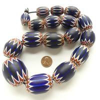 Chevrons, Antique Venetian, Strand of 18 Large, Perfect Beads,  21 Inches