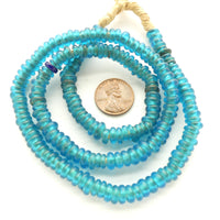 Dogon Donuts, Antique Dutch Annual Wound Beads, Turquoise Small Size 7mm on 21-inch Strand