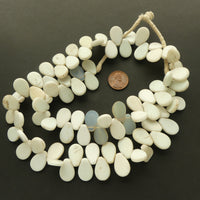 Tabular Antique Mali Wedding Beads, White, on 24-inch Strand