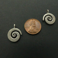 Thai Silver, Smooth Spiral Pendant, 13mm Diameter. Sold Individually