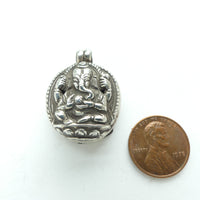 Gau, Ganesh Amulet Case, Sterling Silver With Hinged Back, 22x30mm