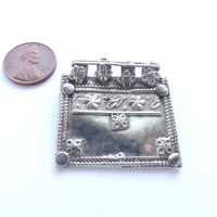 Indian Silver, Vintage Rectangular Pendant, 36x37mm