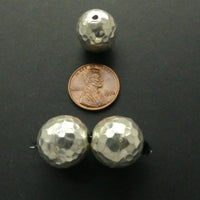 Thai Silver, Hammered Hollow Round Beads, 15mm Diameter. Sold Individually