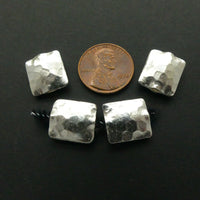 Thai Silver, Hammered Slightly Puffy Squares, 14x14mm. Sold Individually