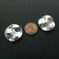 Thai Silver, Hammered Flat Round Discs, 24mm Diameter, Sold Individually