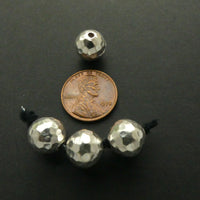 Thai Silver, Hammered Hollow Round Beads, 11mm Diameter, Sold Individually