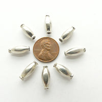 Indian Silver, Smooth Oval Collared Beads, 14x6mm, Sold Individually