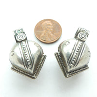 Indian Silver, Vintage Larger Puffy Arrowhead Shape Pendants, 19x33mm, Sold Individually