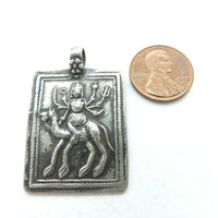 Indian Silver, Vintage Pendant, Durga, 27x42mm