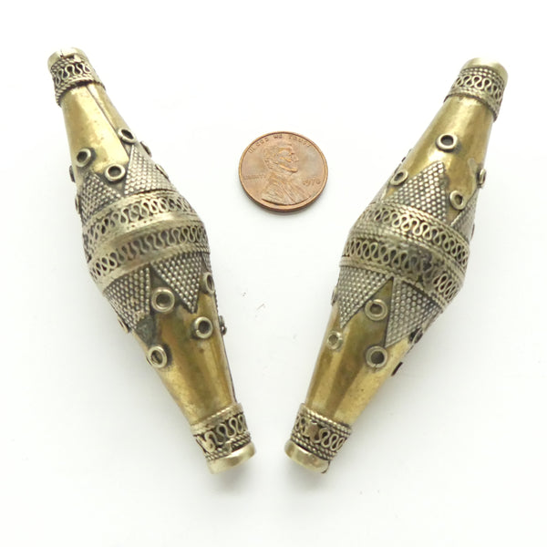 Turkoman, Bicones, Giant Granulated and Fire-Gilded Beads, 90x23mm