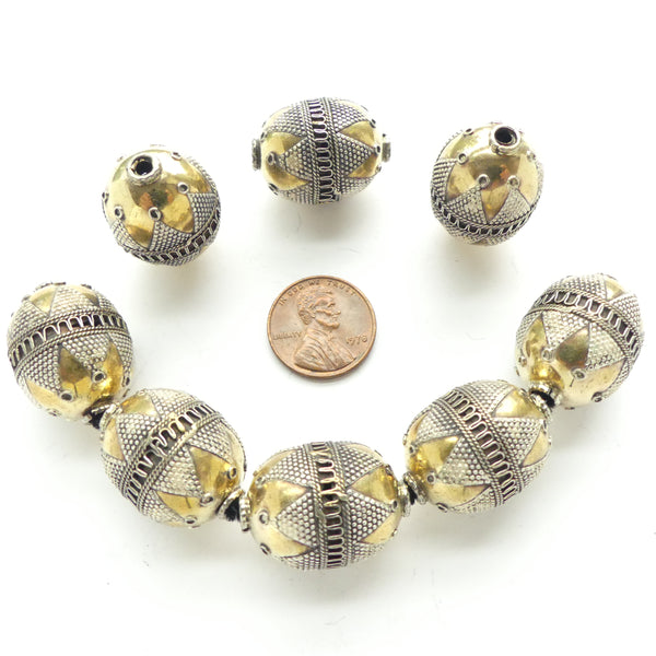 Turkoman, Oval Medium Beads with Granulation and Fire-Gilding, 25x18mm