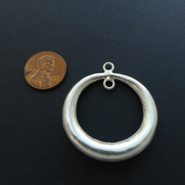 Thai Silver, Smooth Ring Pendant with Two Loops, 38mm Diameter