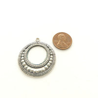 Thai Silver, Pendant, Round Open Circles with Etched Designs, 33mm Diameter