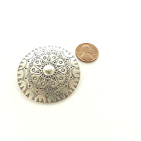 Thai Silver, Stamped Pendant, Round 47mm Diameter