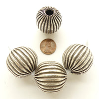 Thai Silver, Extra Large Melon Beads, 28mm Diameter, Sold Individually