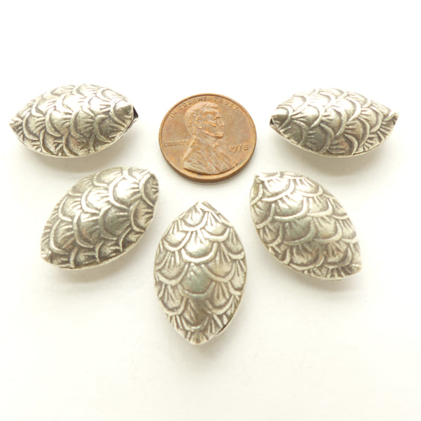 Thai Silver, Stamped Puffy Ovals, 20x17mm, Sold Individually